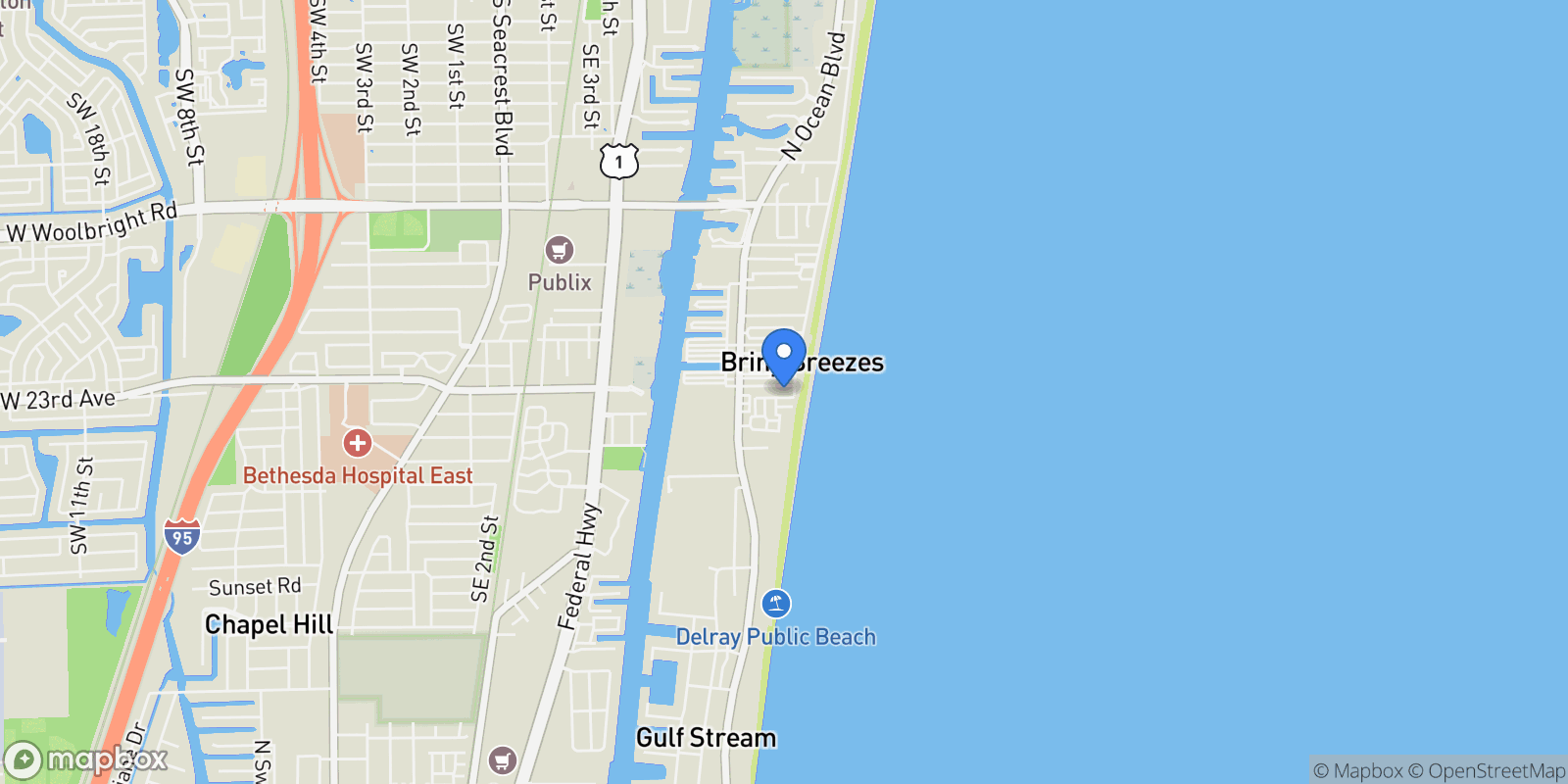 Map showing 11501 Old Ocean Boulevard, Boynton Beach, Florida, United States.