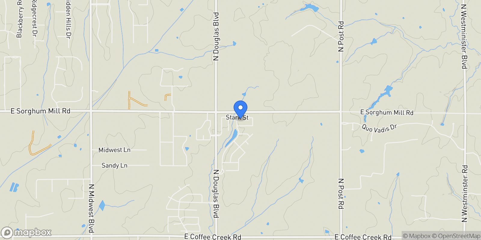 Map showing 8708 Stark Street, Arcadia, Oklahoma, United States.