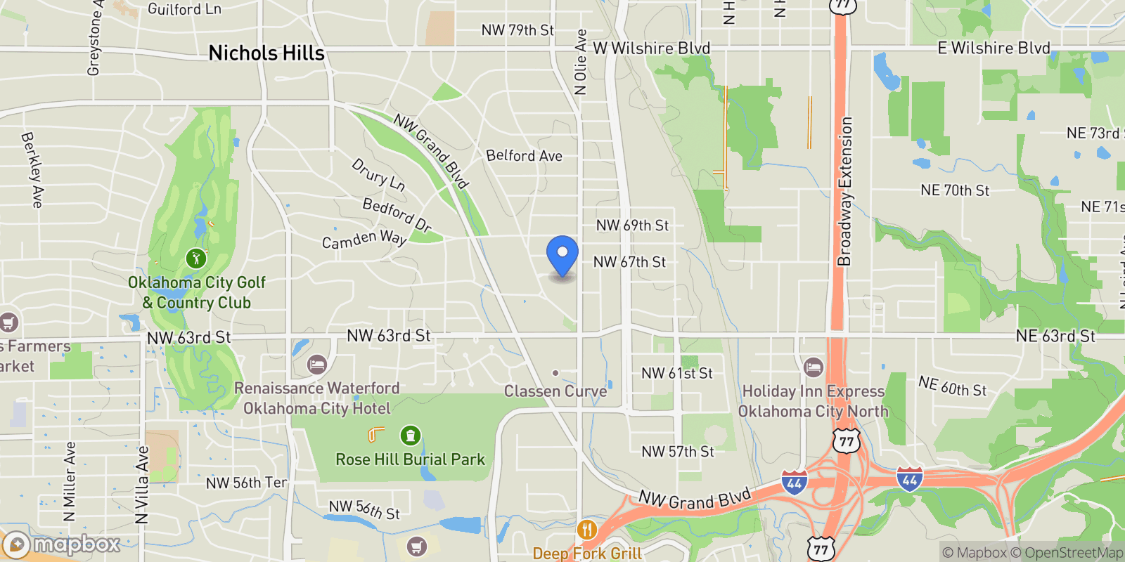 Map showing 1108 Cumberland Court, Nichols Hills, Oklahoma, United States.