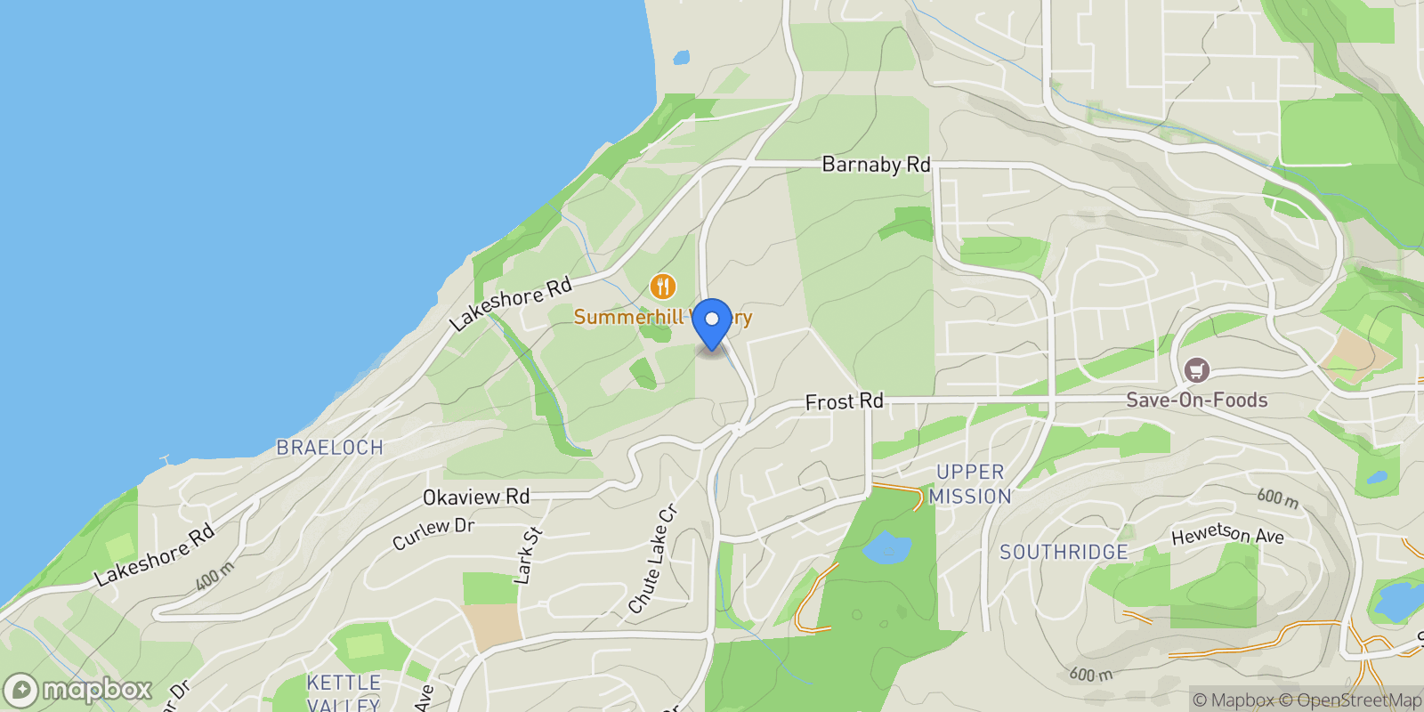 Map showing 4920 Chute Lake Road, Kelowna, BC, CANADA, Kelowna, British Columbia, Canada.