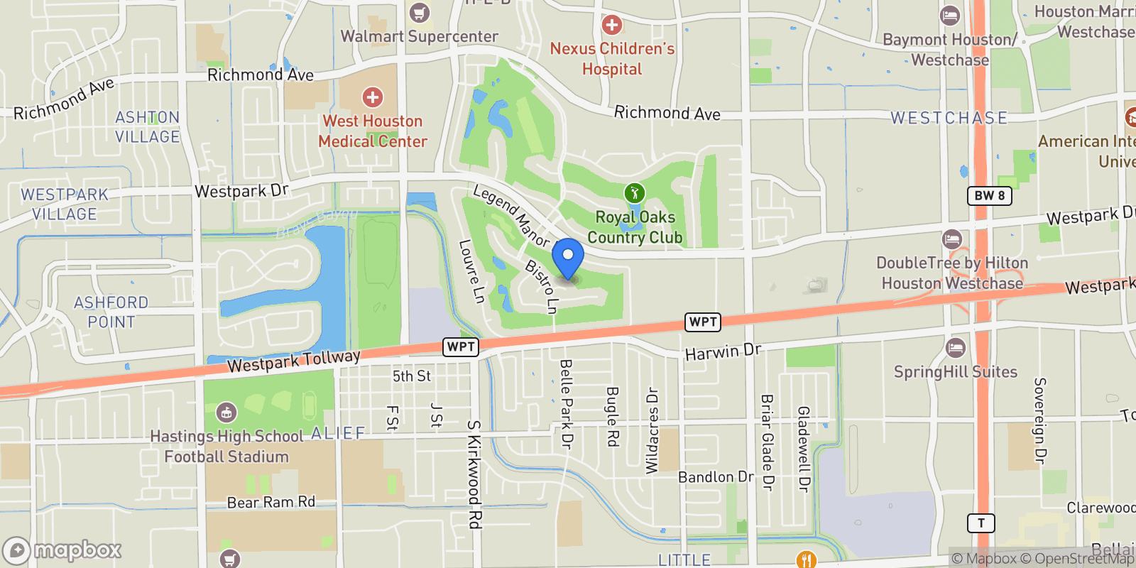 Map showing 3511 Avignon Court, Houston, Texas, United States.