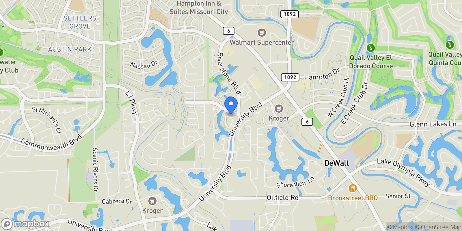 Map showing 6415 Ivy Falls, Missouri City, Texas, United States.