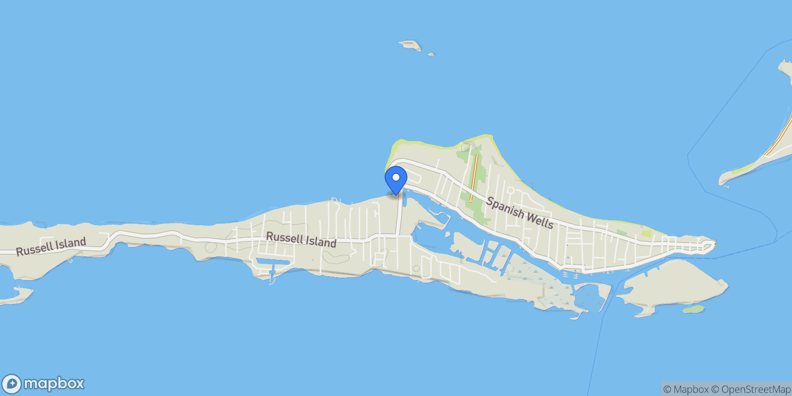 Map showing Sunset Cottage Beachfront, Spanish Wells, Spanish Wells, Spanish Wells, The Bahamas.