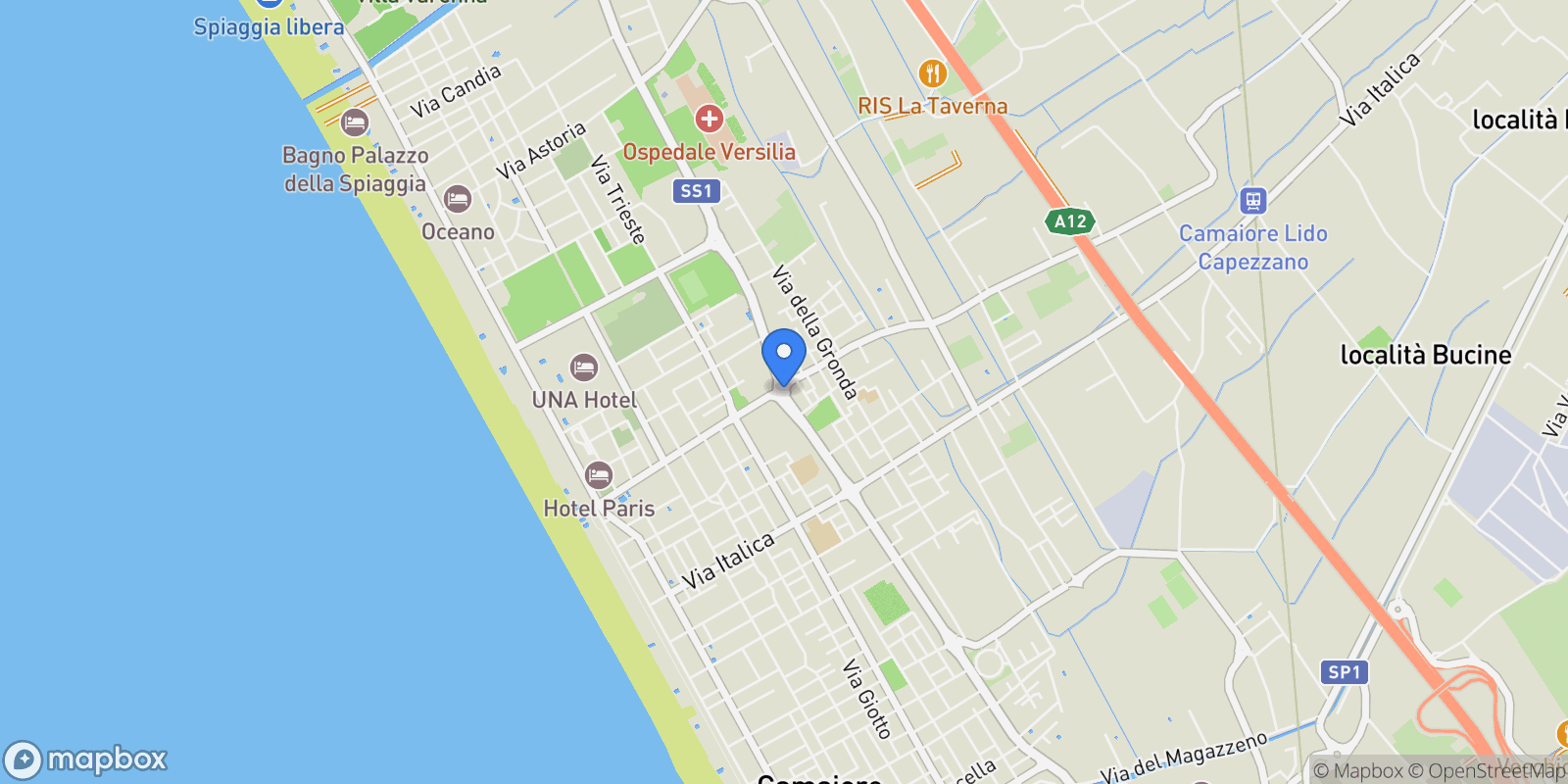 Map showing 55041 Lido di Camaiore, Province of Lucca, Italy, Lido di Camaiore, Tuscany, Italy.