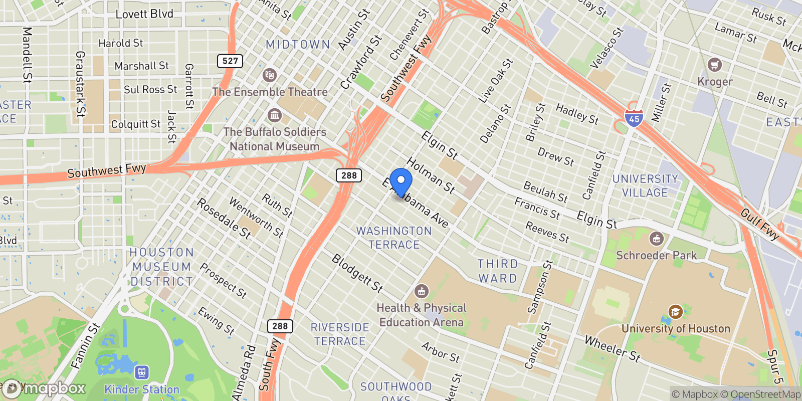 Map showing 2501 Truxillo Street 1-7, Houston, Texas, United States.