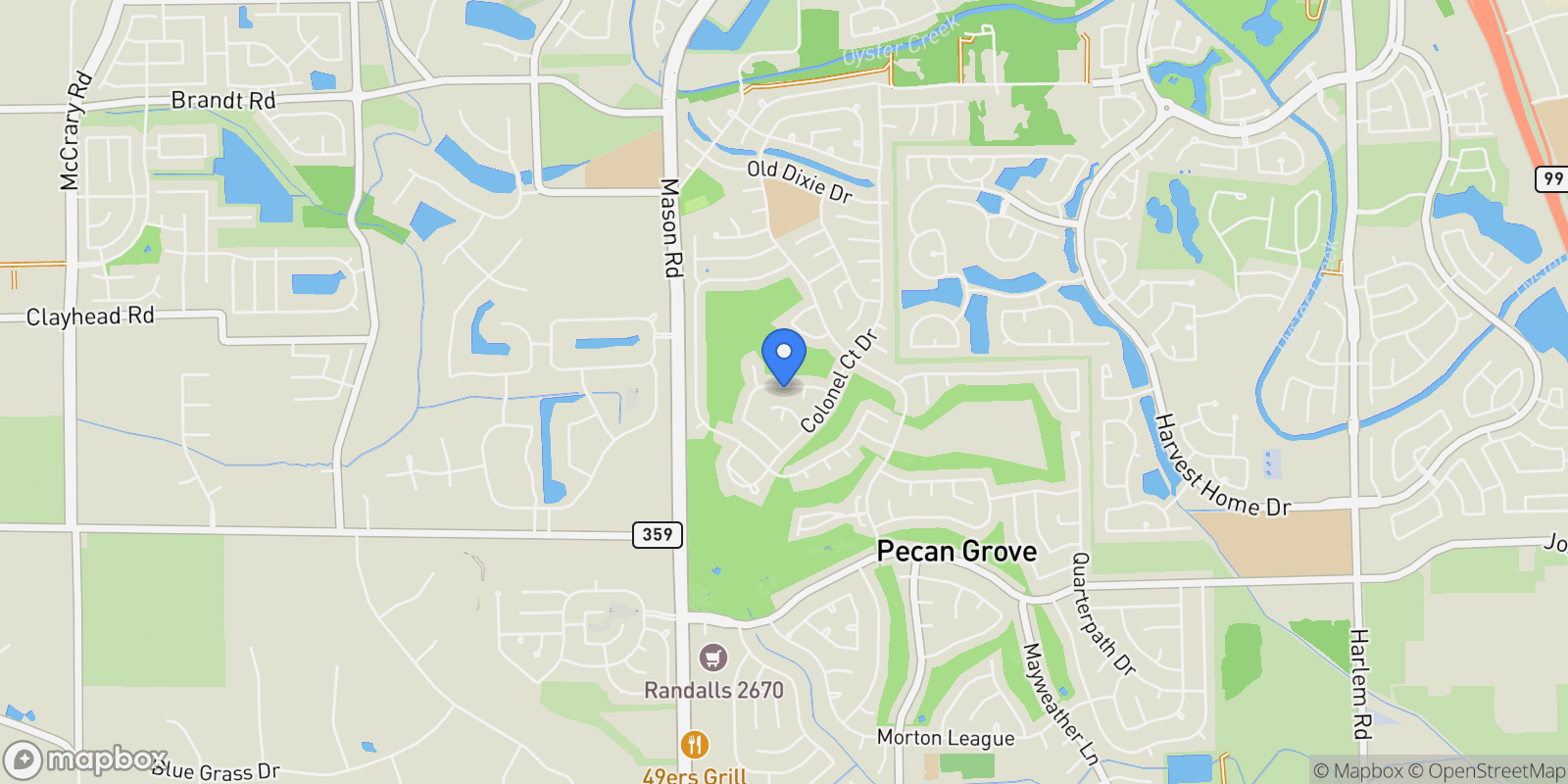 Map showing 2031 Pecan Trail Drive, Richmond, Texas, United States.