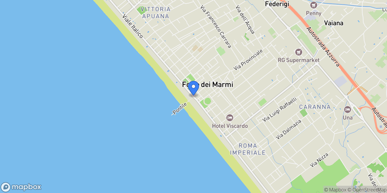 Map showing 55042 Forte dei Marmi, Province of Lucca, Italy, Forte dei Marmi, Tuscany, Italy.
