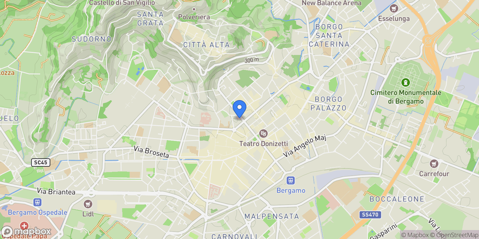 Map showing Viale Vittorio Emanuele ii 8, Bergamo, Lombardy, Italy.