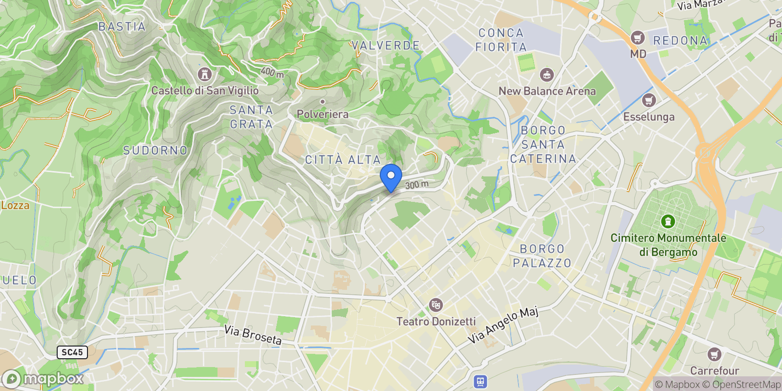 Map showing Viale Vittorio Emanuele ii, Bergamo, Lombardy, Italy.