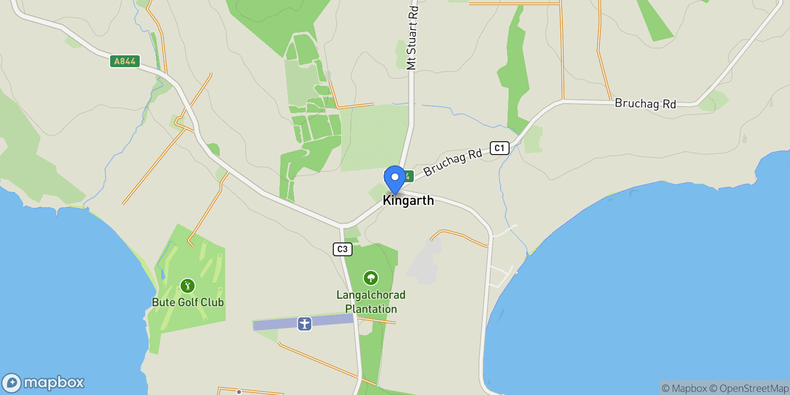 Map showing Kingarth Hotel, Kingarth, Isle of Bute, Kingarth, Scotland, United Kingdom.