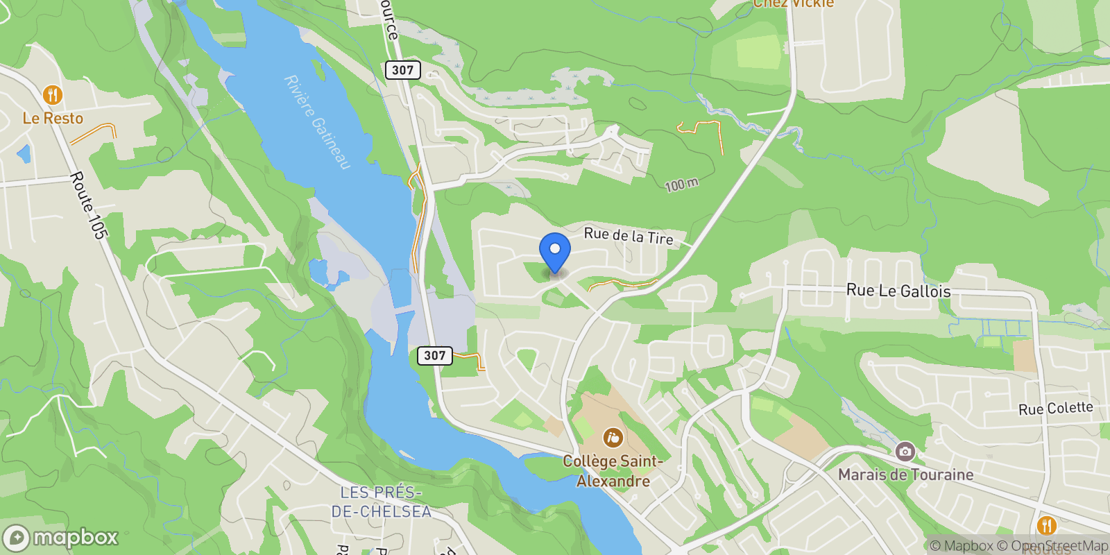 Map showing 139 Rue des Sucres, Gatineau, Quebec, Canada.