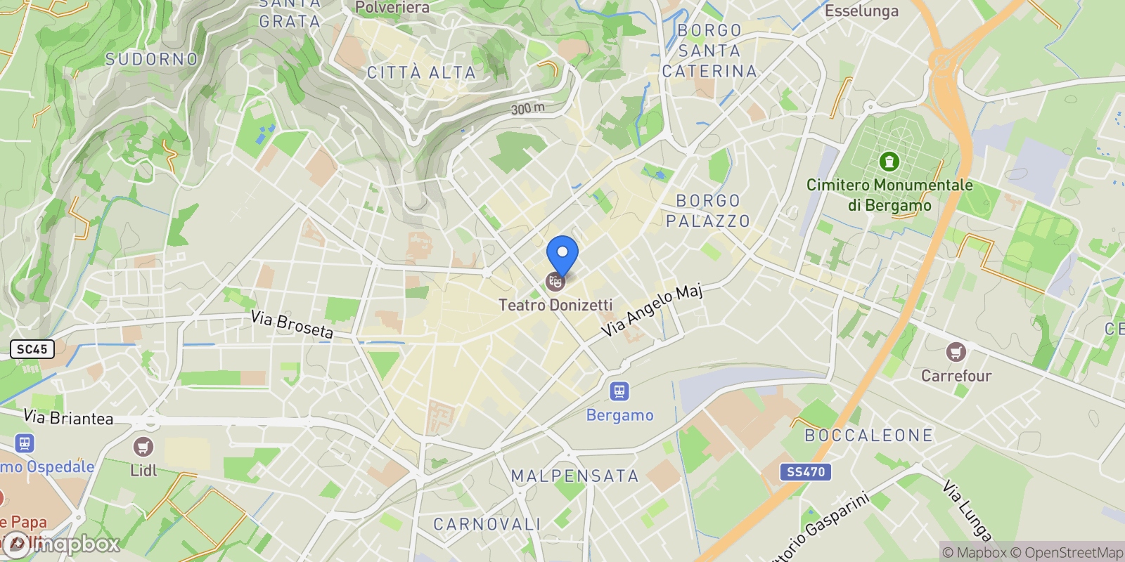 Map showing Piazza Camillo Benso di Cavour 11A, Bergamo, Lombardy, Italy.