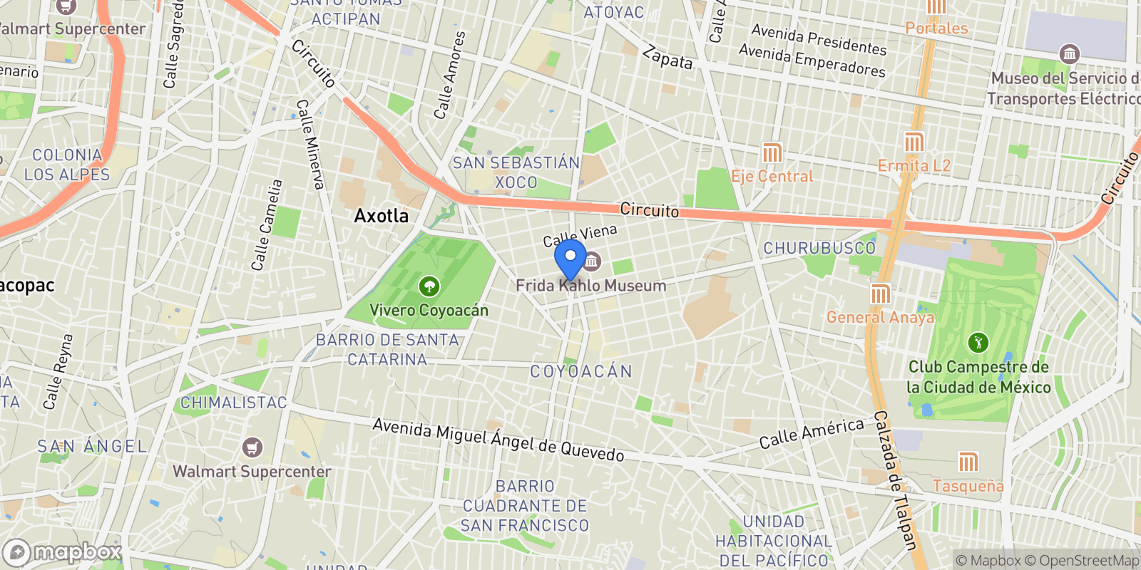 Map showing Coyoacán, 04100, Mexico City, Mexico.