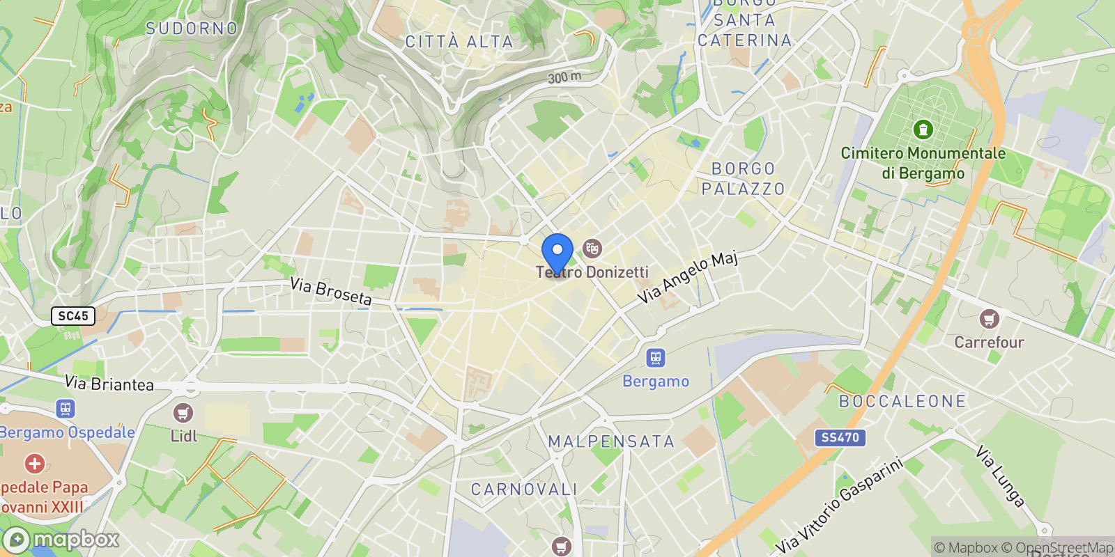 Map showing Piazza Giacomo Matteotti 6, Bergamo, Lombardy, Italy.
