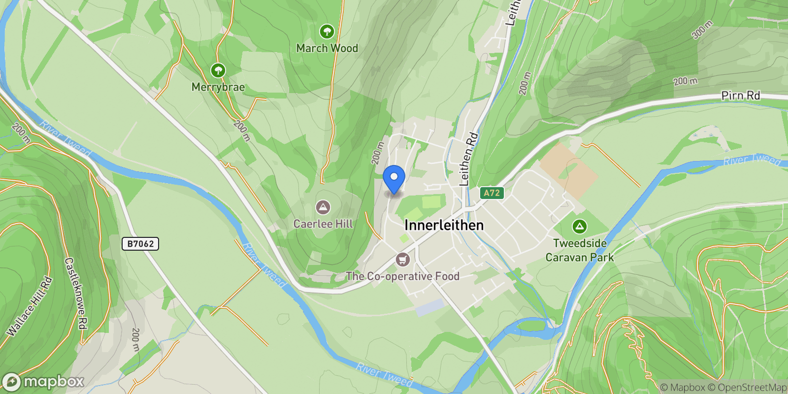 Map showing Glede Knowe Guest House, St Ronan's Terrace, Innerleithen, Scottish Borders, Innerleithen, Scotland, United Kingdom.
