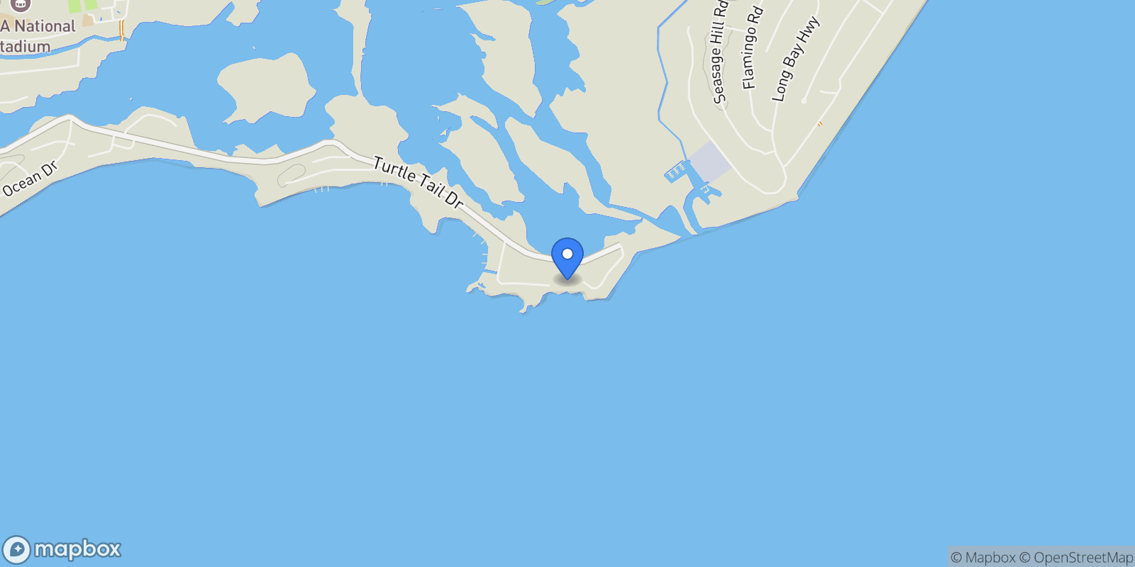 Map showing Hawksbill Marina, Long Bay Hills, Caicos Islands, Turks and Caicos Islands.