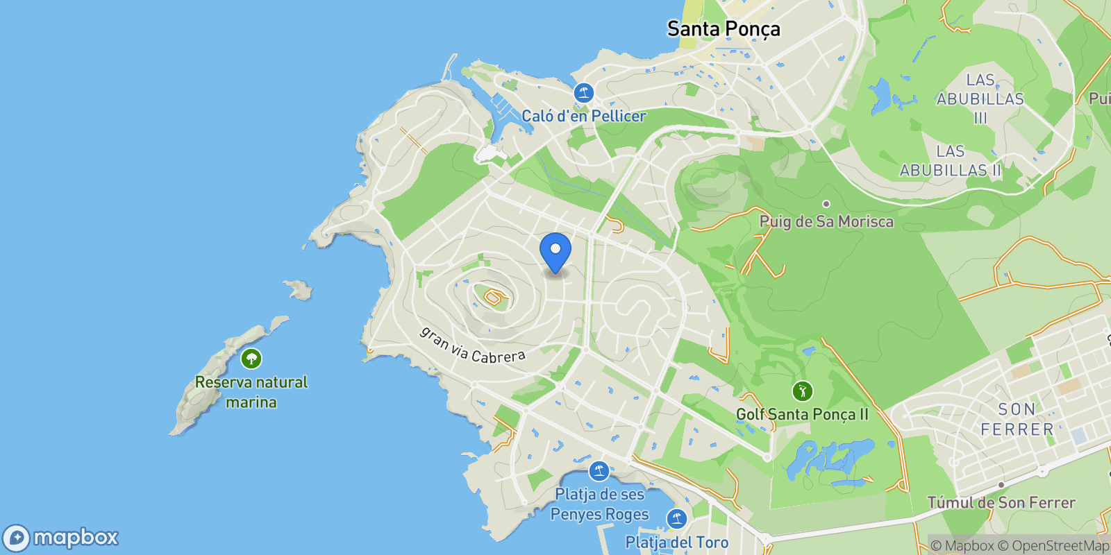 Map showing Santa Ponsa, Balearic Islands, Spain, Santa Ponsa, Balearic Islands, Spain.