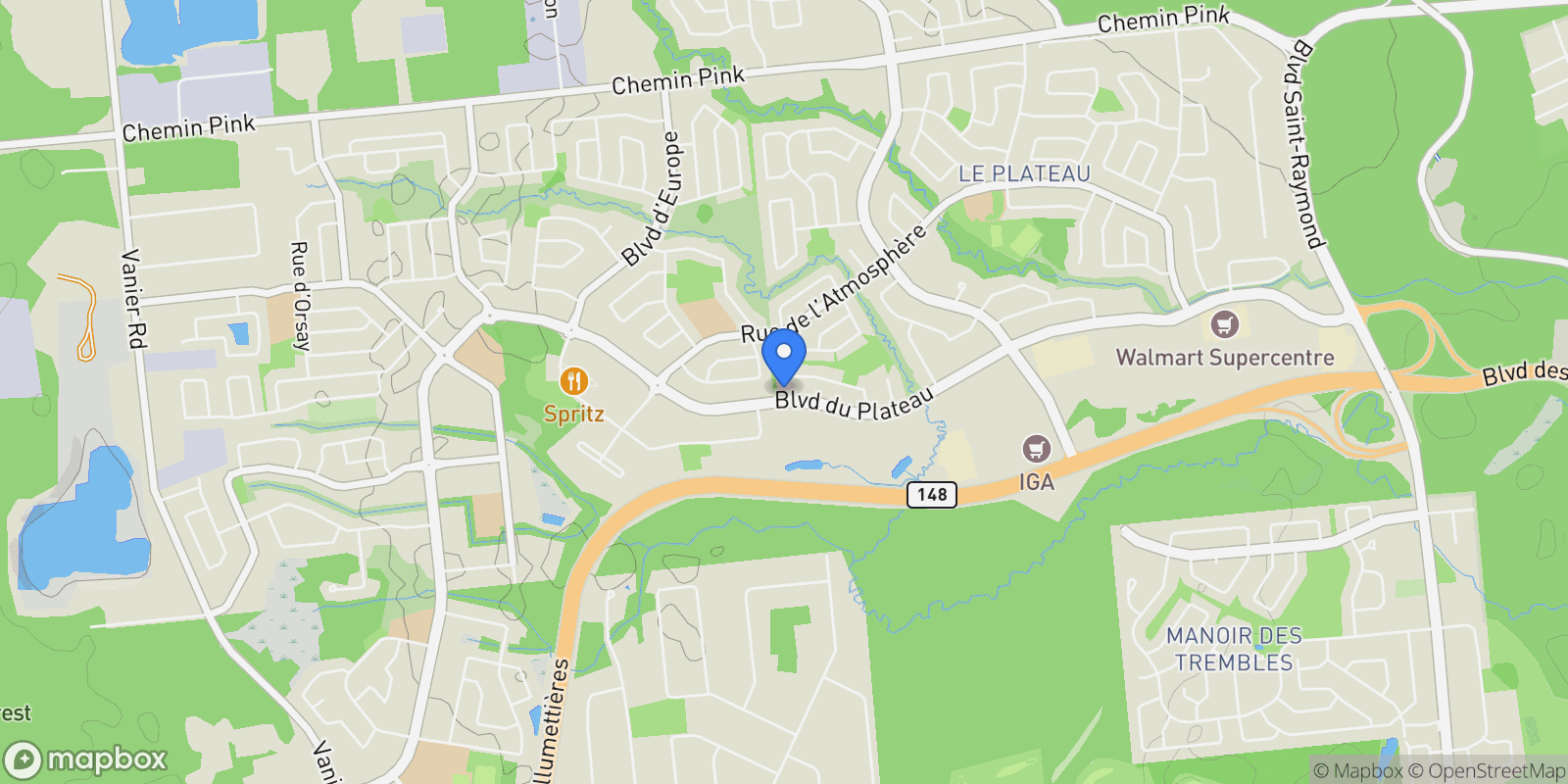 Map showing 58 Rue de l'Automne, Gatineau, Quebec, Canada.