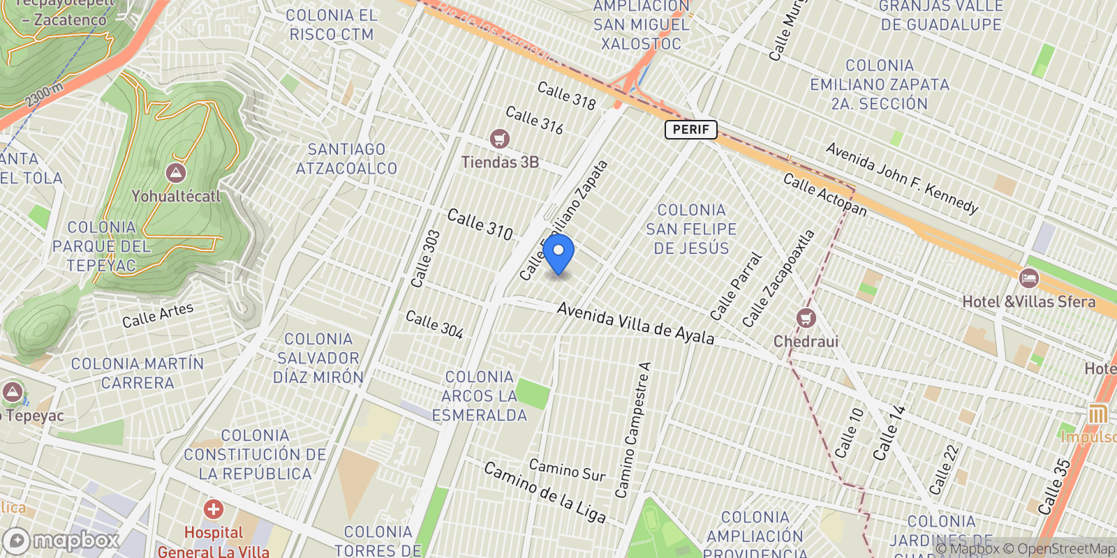 Map showing Morelos Cuautla Progreso, Eugenio Jauregui, Cuautla, 62749, Santa Catarina Yecahuitzotl, Mexico City, Mexico.