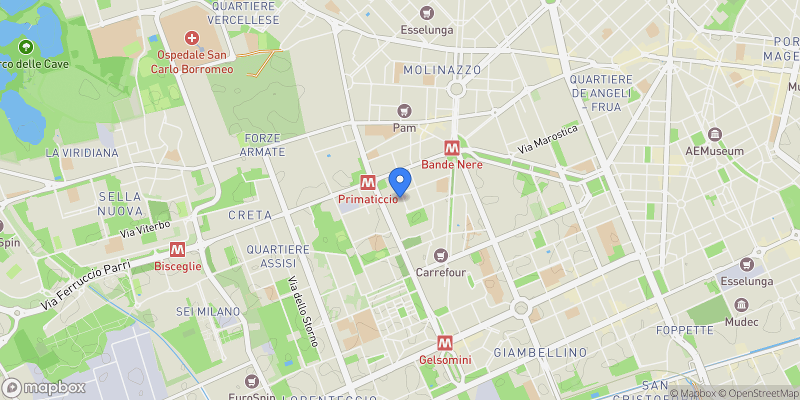 Map showing Via Marcello Nizzoli, 4, 20147 Milano MI, Italy, Milan, Lombardy, Italy.