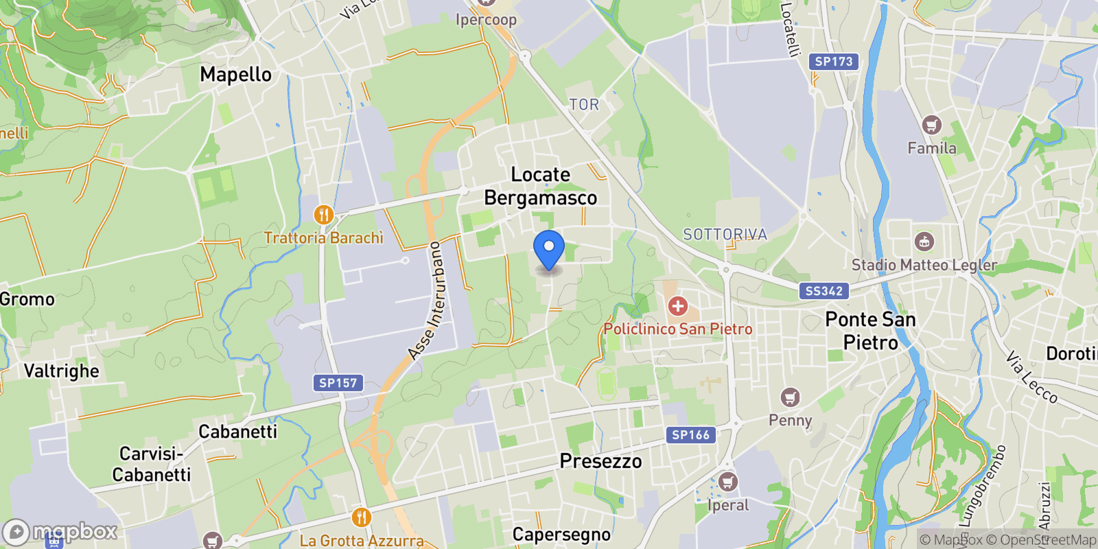 Map showing Via San Gaudenzio 12, Ponte San Pietro, Lombardy, Italy.