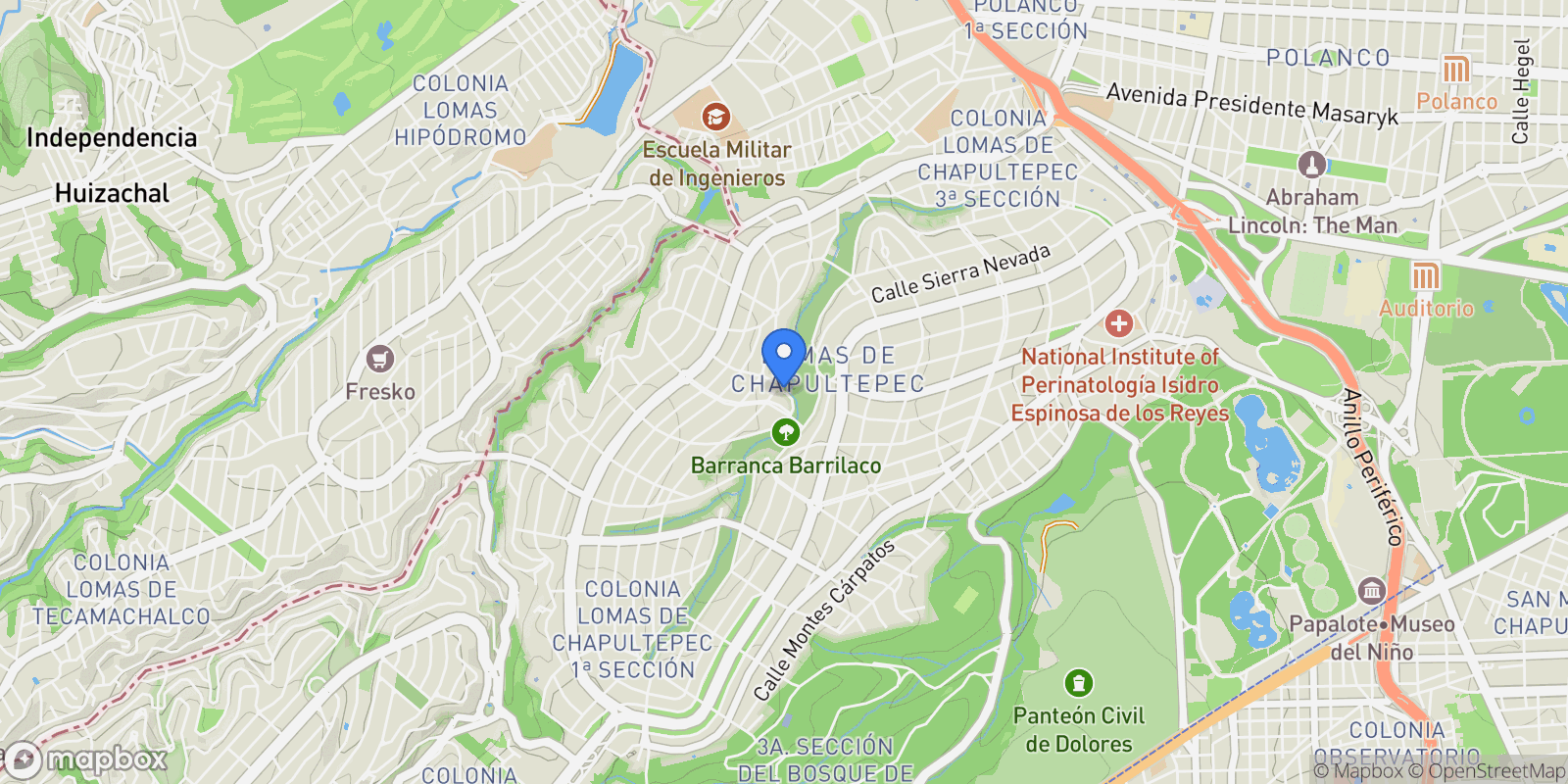 Map showing Mexico City, 11000, Mexico City, Mexico.