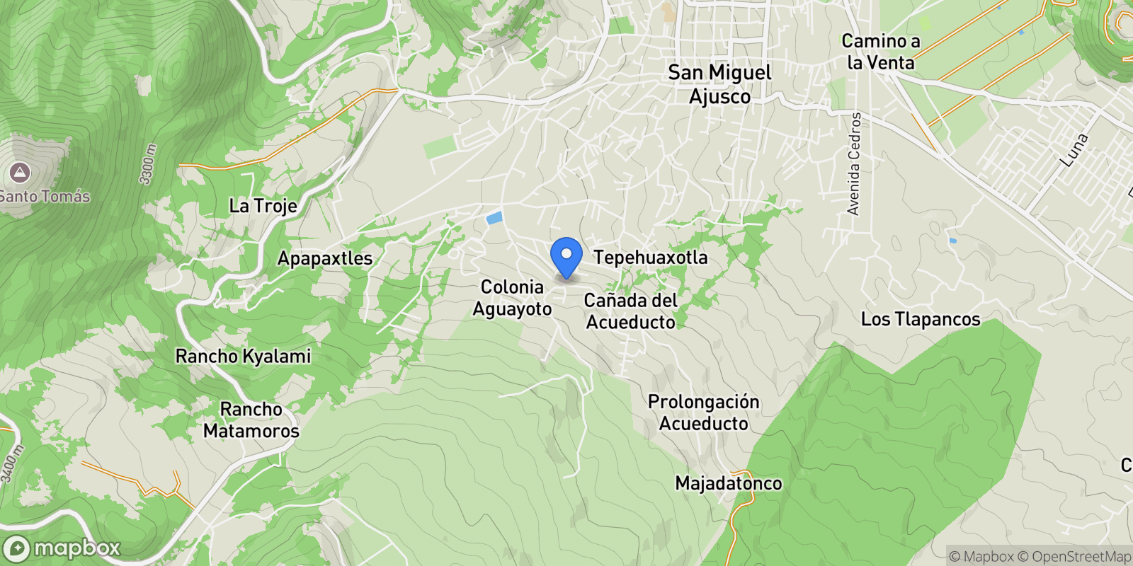 Map showing Acueducto 461 Santo Tomás Ajusco, Mexico City, 14710, San Miguel Ajusco, Mexico.