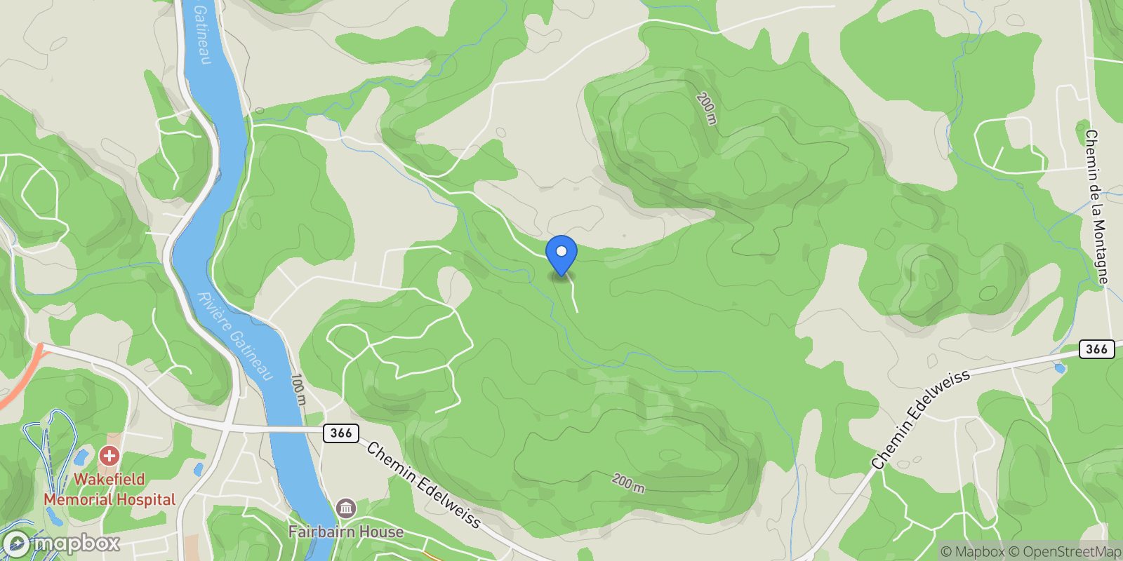 Map showing 65 Ch. Tibbit, Wakefield, Quebec, Canada.