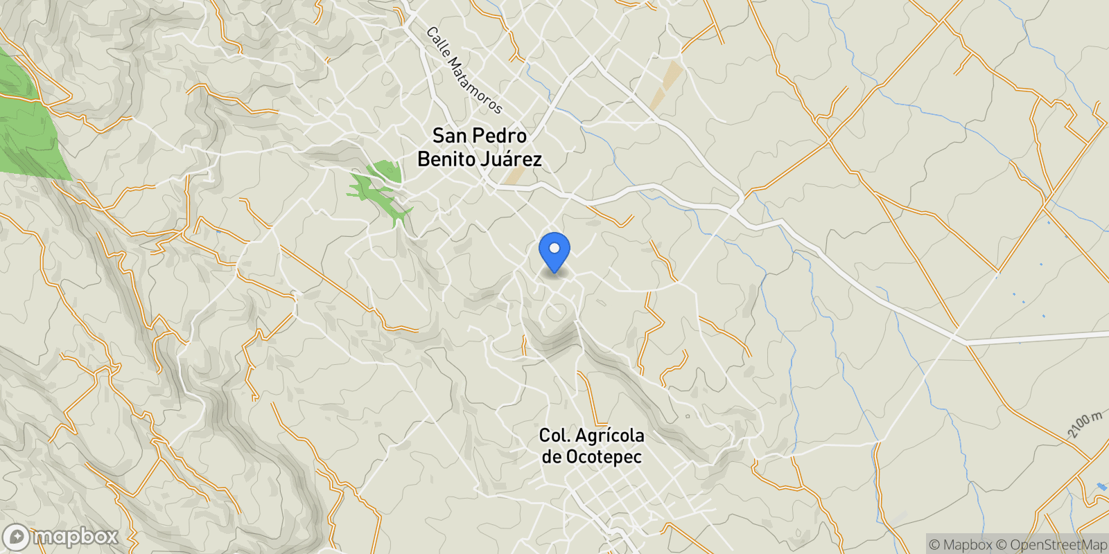 Map showing Carretera Colonia Agricola Ocotepec SN, Atlixco, PUE 74363, San Juan Ocotepec, Puebla, Mexico.