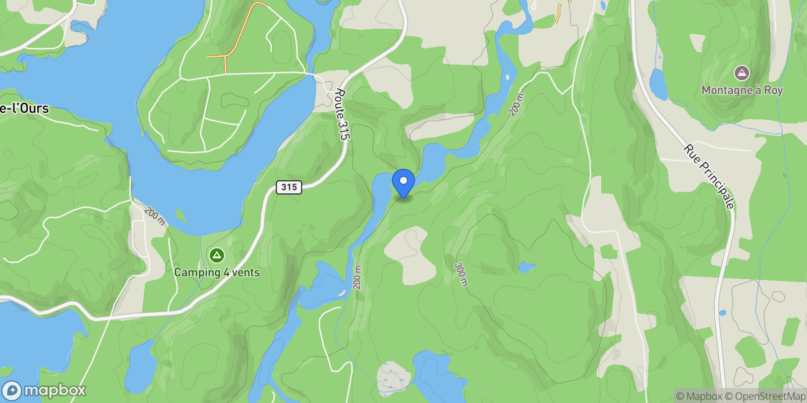 Map showing 174 Ch. Léo-lavergne, Chénéville, Quebec, Canada.