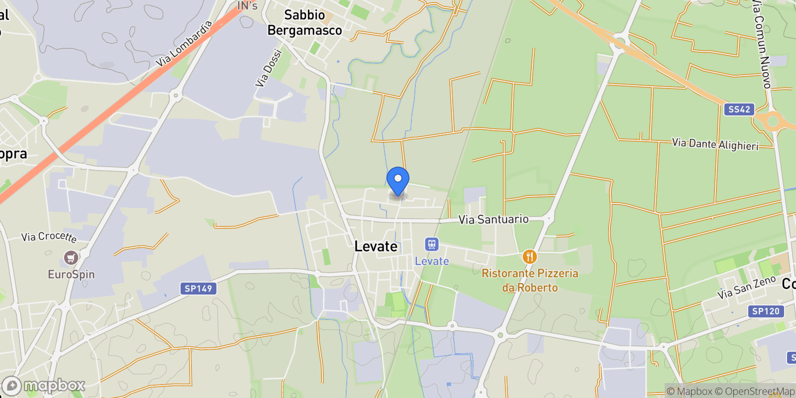 Map showing VIA CASCINE 11, Levate, Lombardy, Italy.
