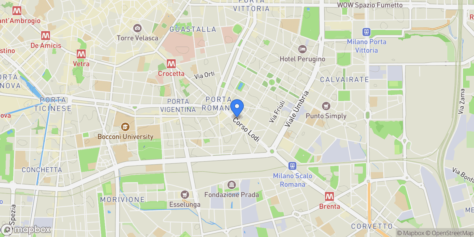 Map showing C.so Lodi, 13, 20135 Milano MI, Italy, Milan, Lombardy, Italy.