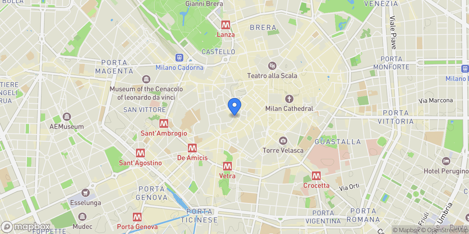 Map showing Via Santa Marta, 15, 20123 Milano MI, Italy, Milan, Lombardy, Italy.
