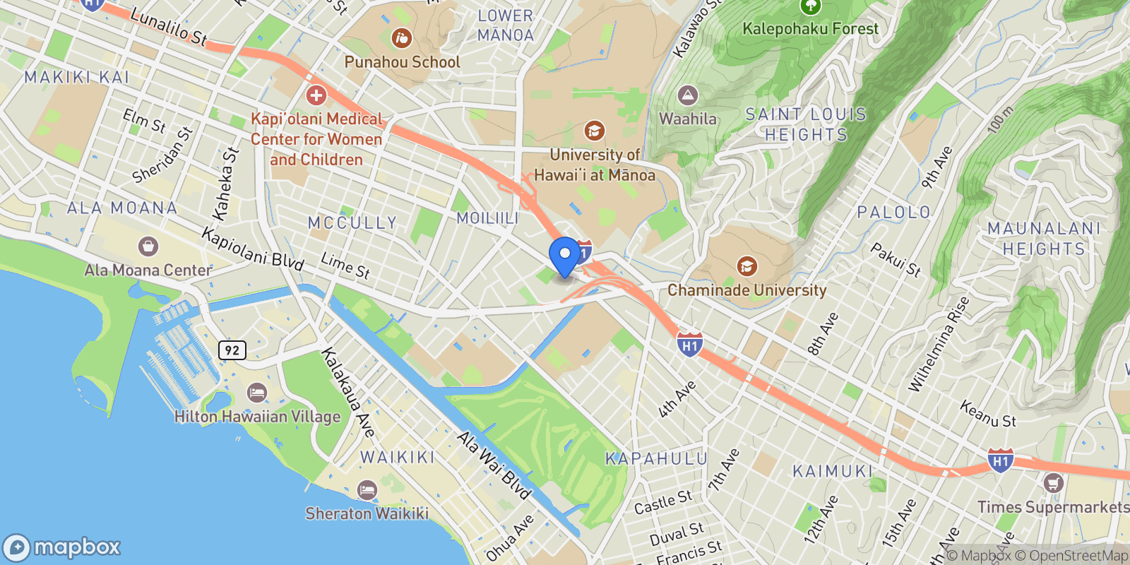 Map showing 2825 S King Street , 1001, Honolulu, HI 96826, Honolulu, Hawaii, United States.