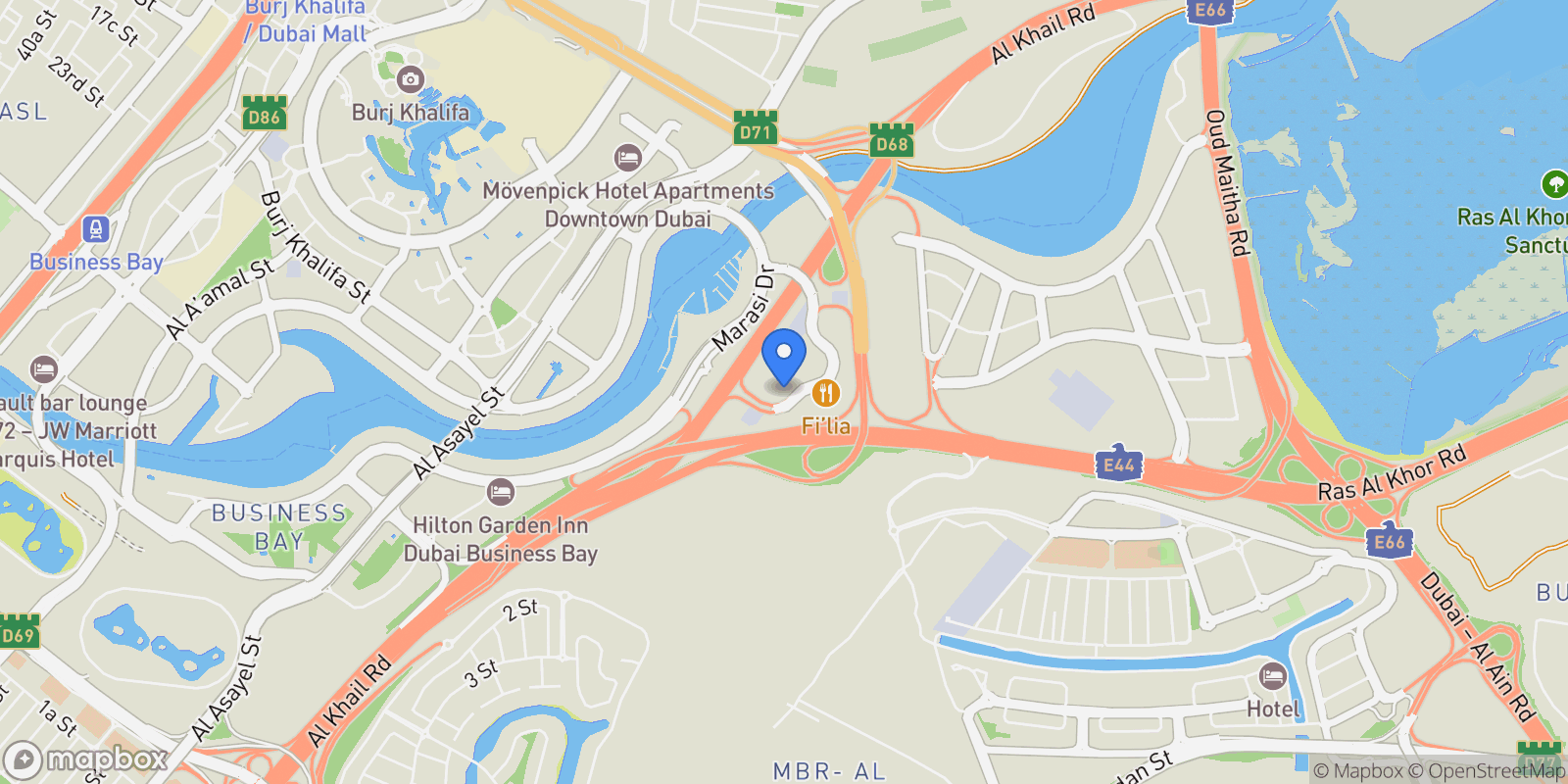 Map showing Nobles Tower 

    , 
       Business Bay, Dubai, Dubai, United Arab Emirates.