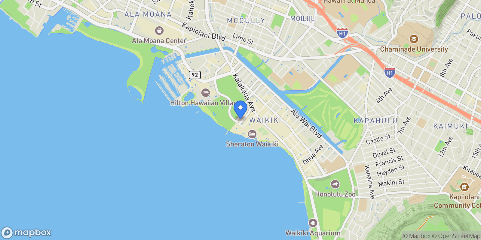 Map showing 223 Saratoga Road , 2018, Honolulu, HI 96815, Honolulu, Hawaii, United States.