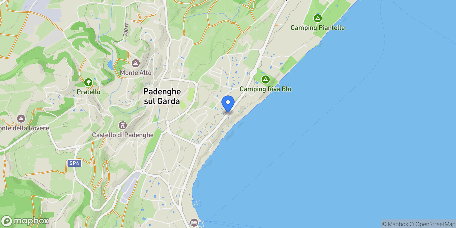 Map showing strada provinciale 25, Padenghe sul Garda, Lombardy, Italy.