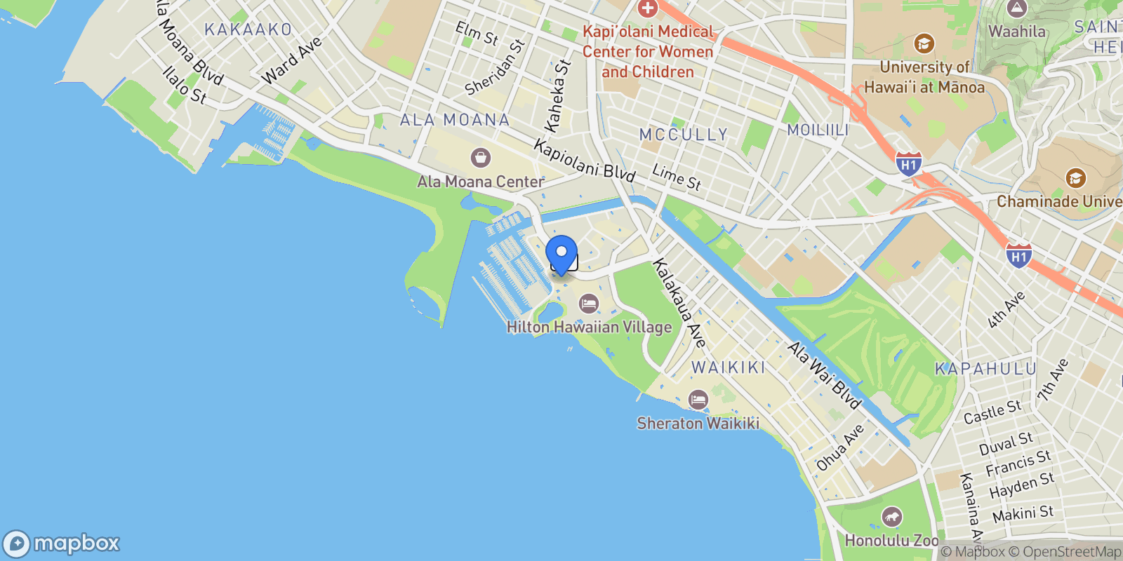 Map showing 1777 Ala Moana Boulevard #2543, Honolulu, HI 96815, Honolulu, Hawaii, United States.