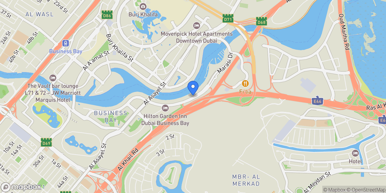 Map showing Clayton Residency 

    , 
       Business Bay, Dubai, Dubai, United Arab Emirates.