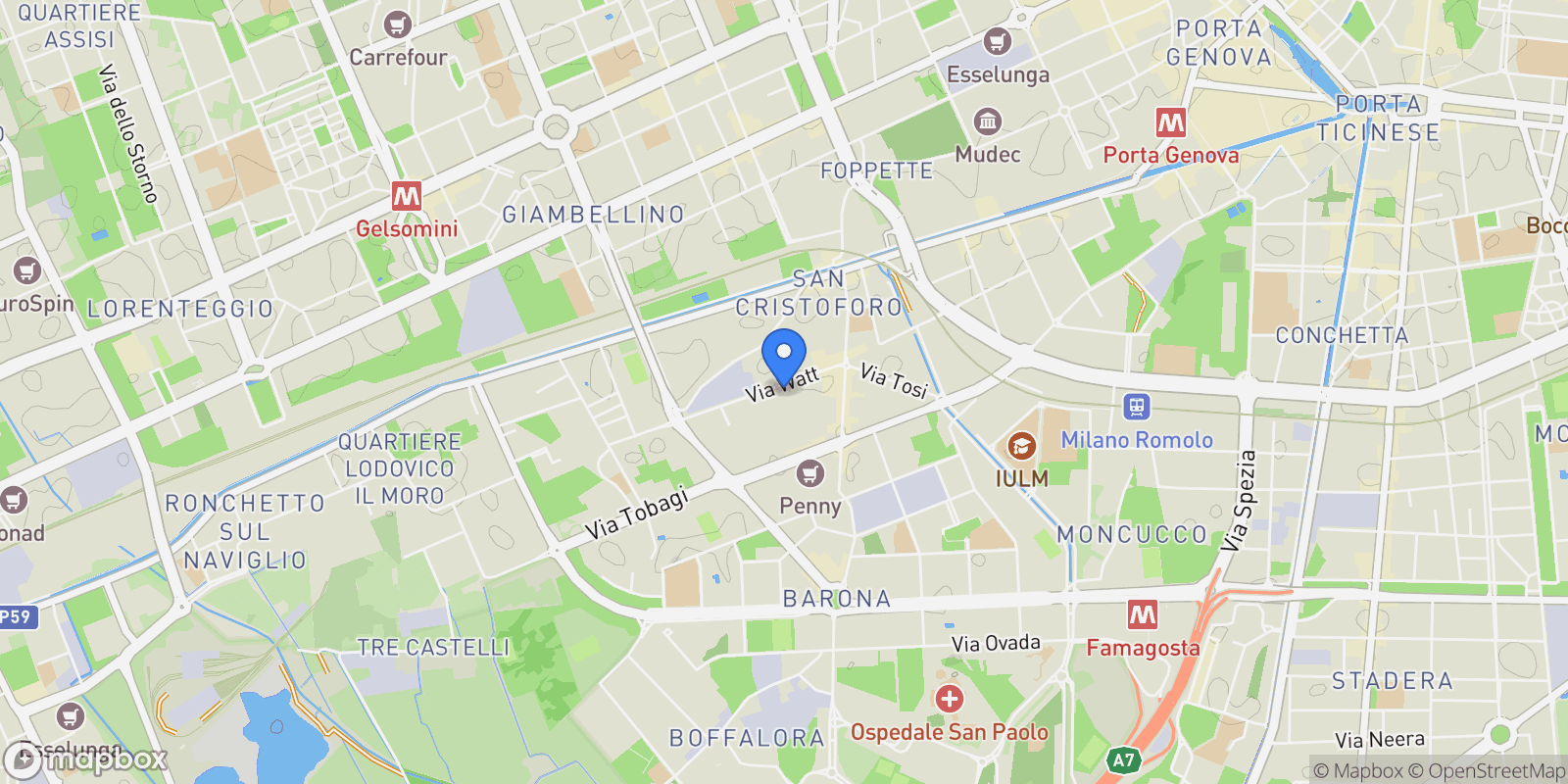 Map showing Via Giacomo Watt, 15, 20143 Milano MI, Italy, Milan, Lombardy, Italy.