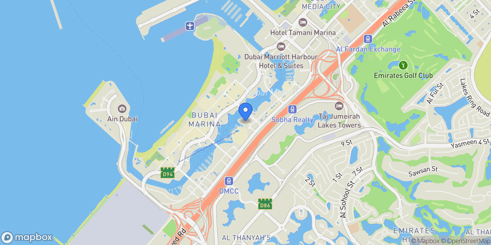 Map showing Dubai Marina Moon 

    , 
       Dubai Marina, Dubai, Dubai, United Arab Emirates.