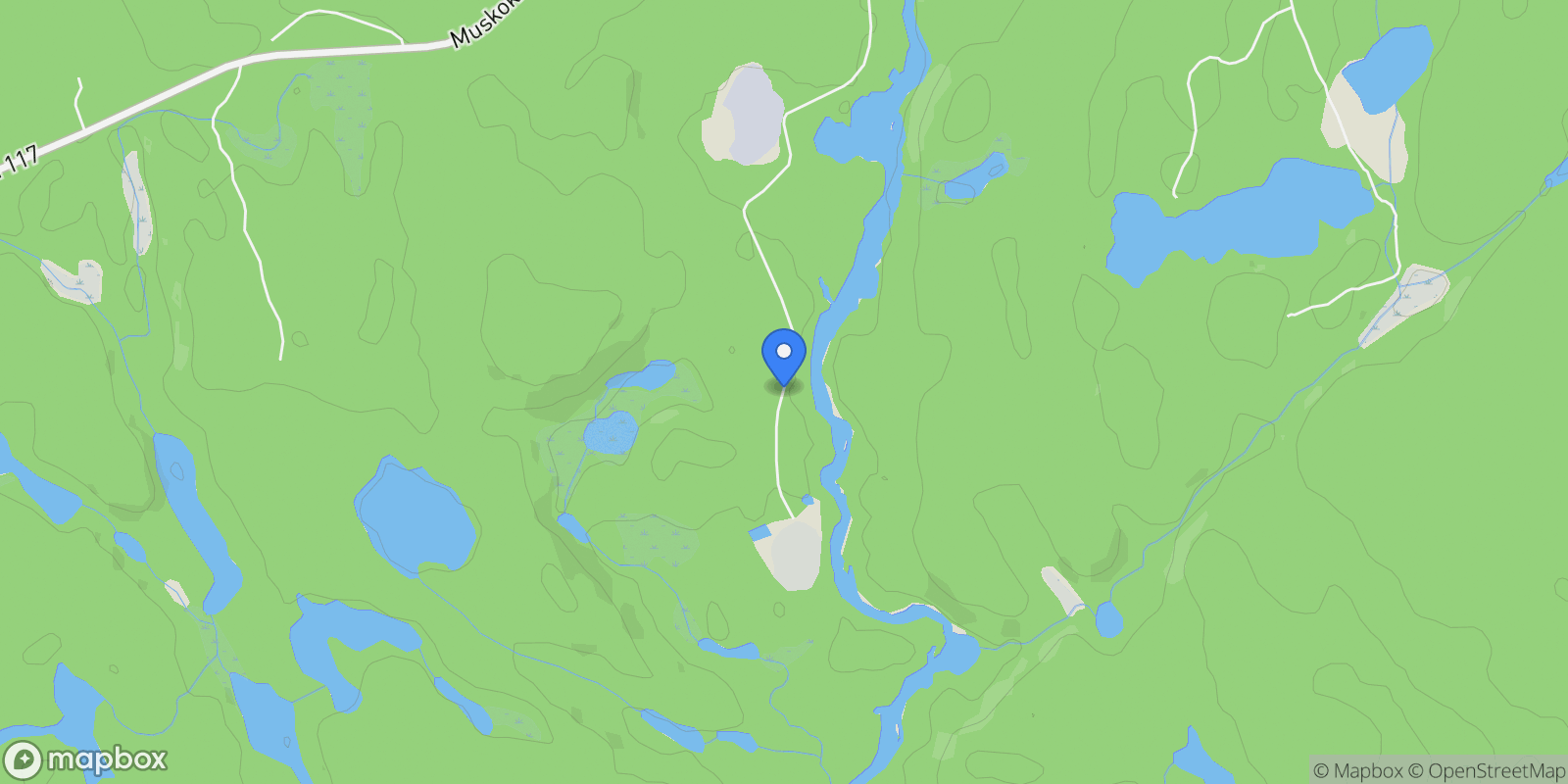 Map showing 1077 Fairy Falls Road, Baysville, Ontario, Canada.