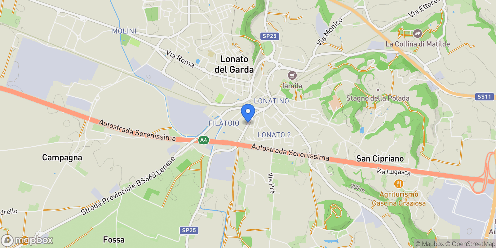 Map showing Via Isonzo, Lido di Lonato, Lombardy, Italy.