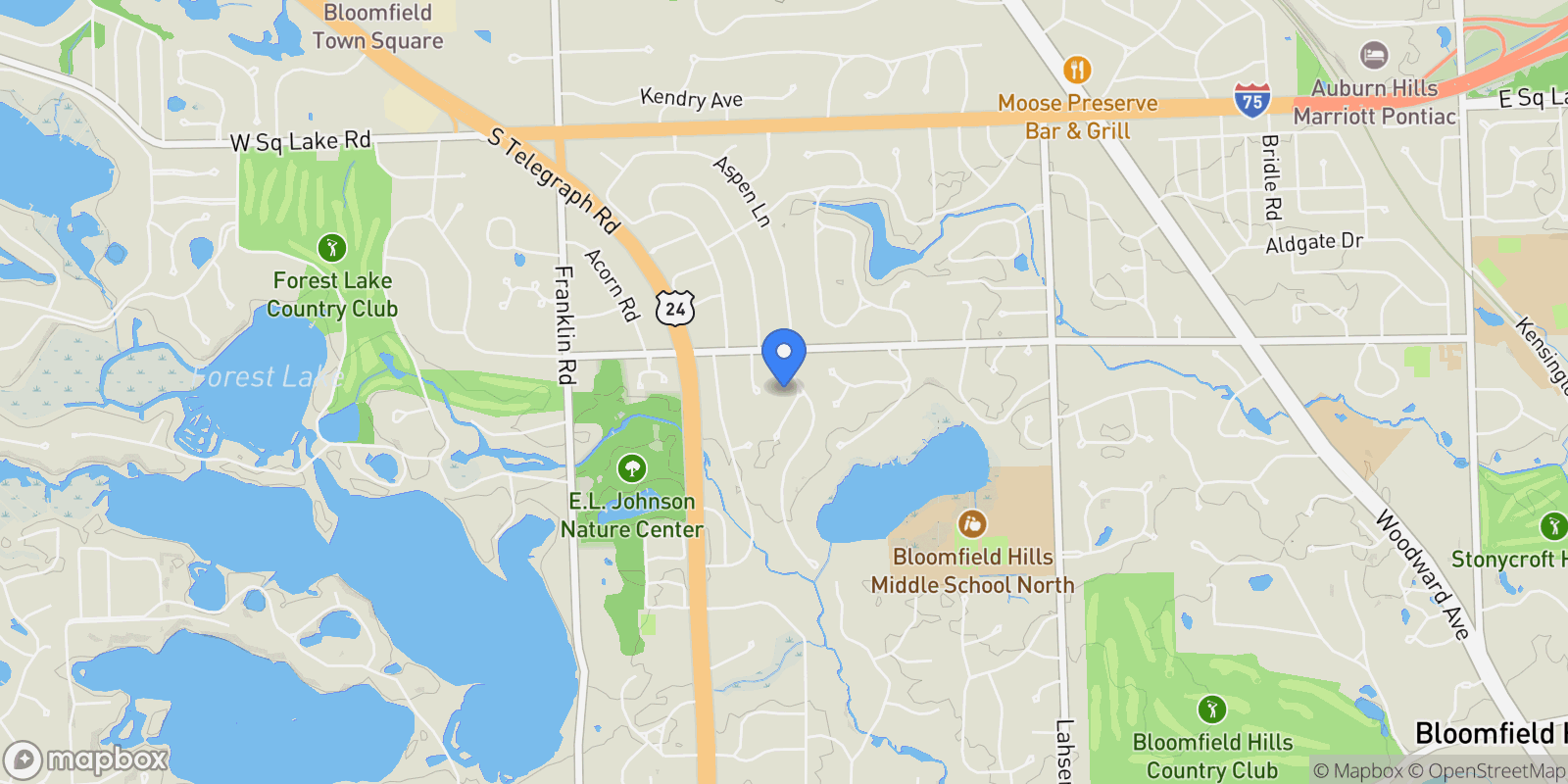 Map showing 3060 Chickering Lane, Bloomfield Hills, Michigan, United States.