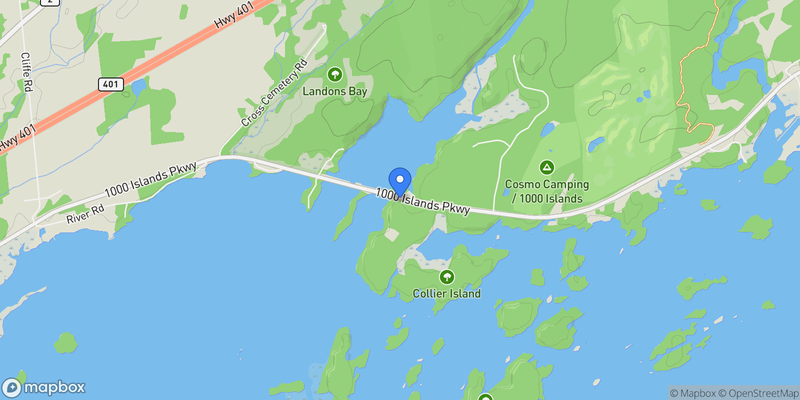 Map showing 345 Thousand Islands Parkway, Lansdowne, ON K0E 1L0, Lansdowne, Ontario, Canada.