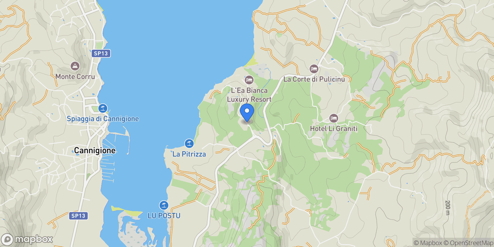 Map showing Cala dei Ginepri, 07021 Arzachena SS, Italy, Arzachena, Italy.
