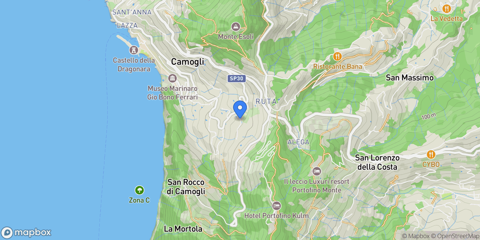 Map showing Via Saccomanno, Camogli, Liguria, Italy.