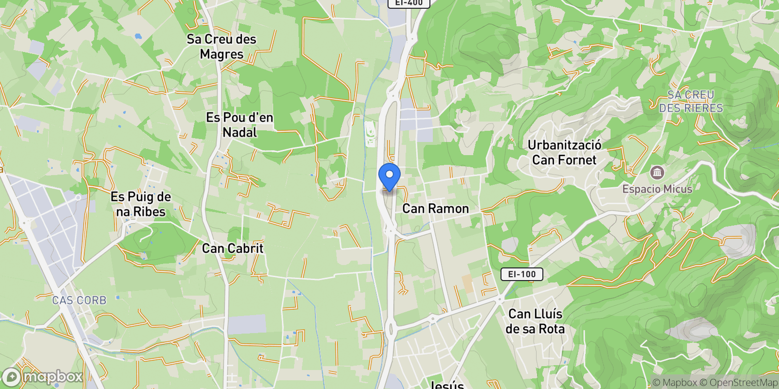 Map showing 38.921095, 1., Ca na Negreta, Santa Eularia des Riu, Balearic Islands.