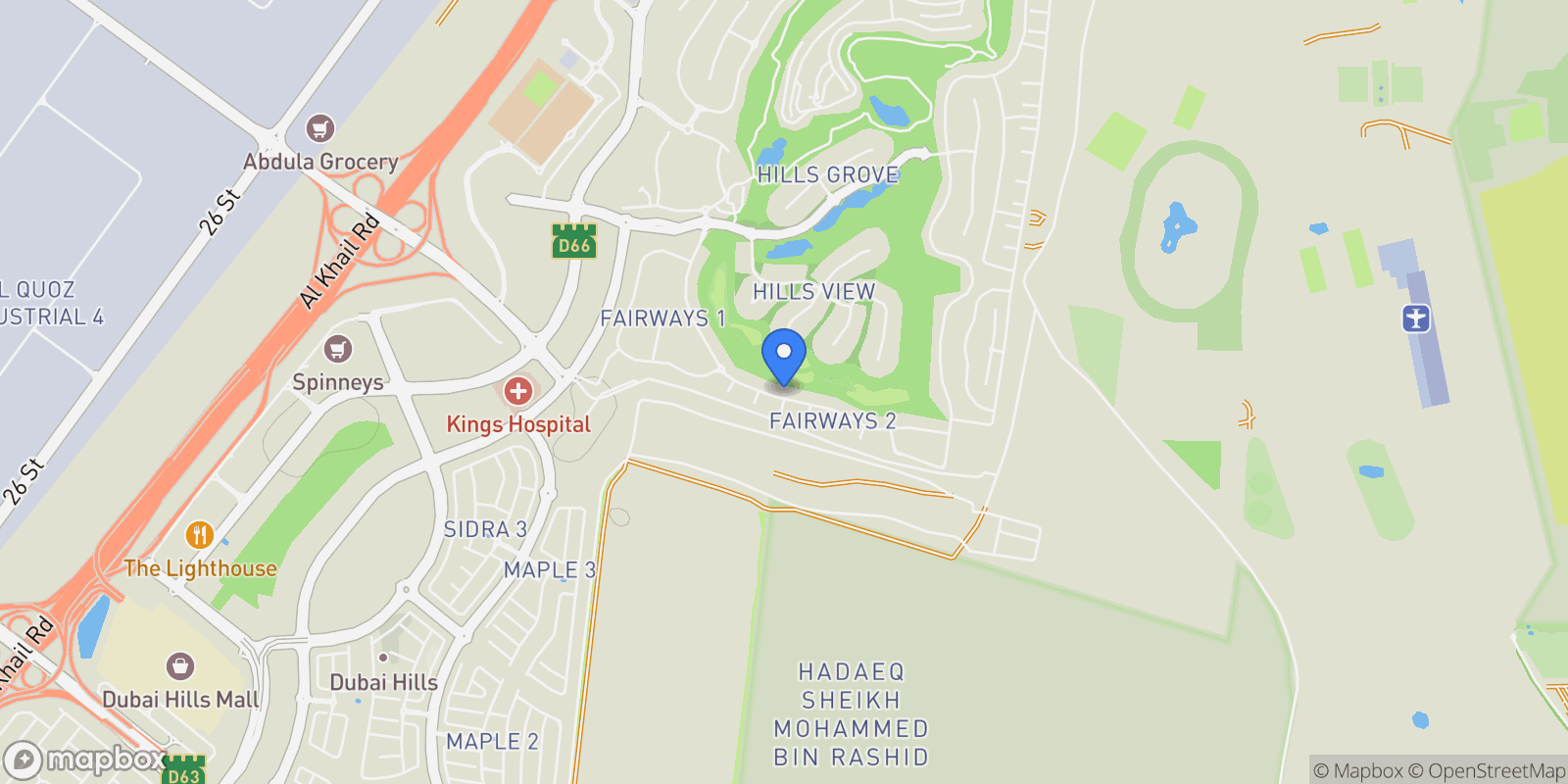 Map showing Dubai Hills Estate - دبي - United Arab Emirates, Dubai, Dubai, United Arab Emirates.