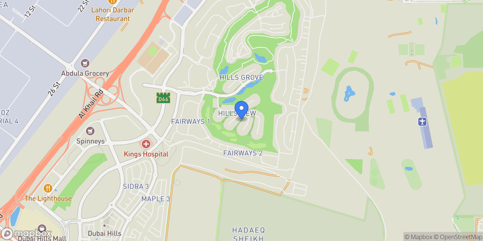 Map showing Dubai Hills Estate - دبي - United Arab Emirates, Dubai, Dubai, United Arab Emirates.